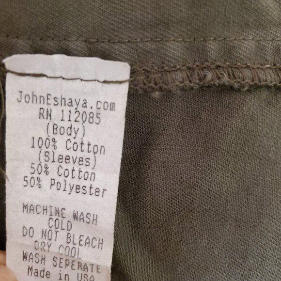 John Eshaya Cargo Utility Jacket Hooded Jacket Olive Green Sz M/L - Picture 7 of 7